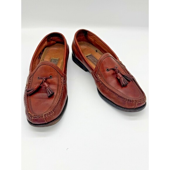 Johnston & Murphy Brown Leather Slip on Tassel Loafers Italy 20-0516 Mens 9M VGC - Picture 1 of 7